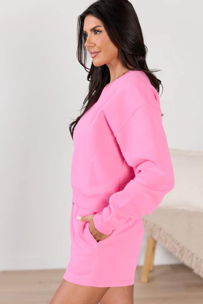 Everyday Ease Pink Cropped Sweatshirt - Image 5
