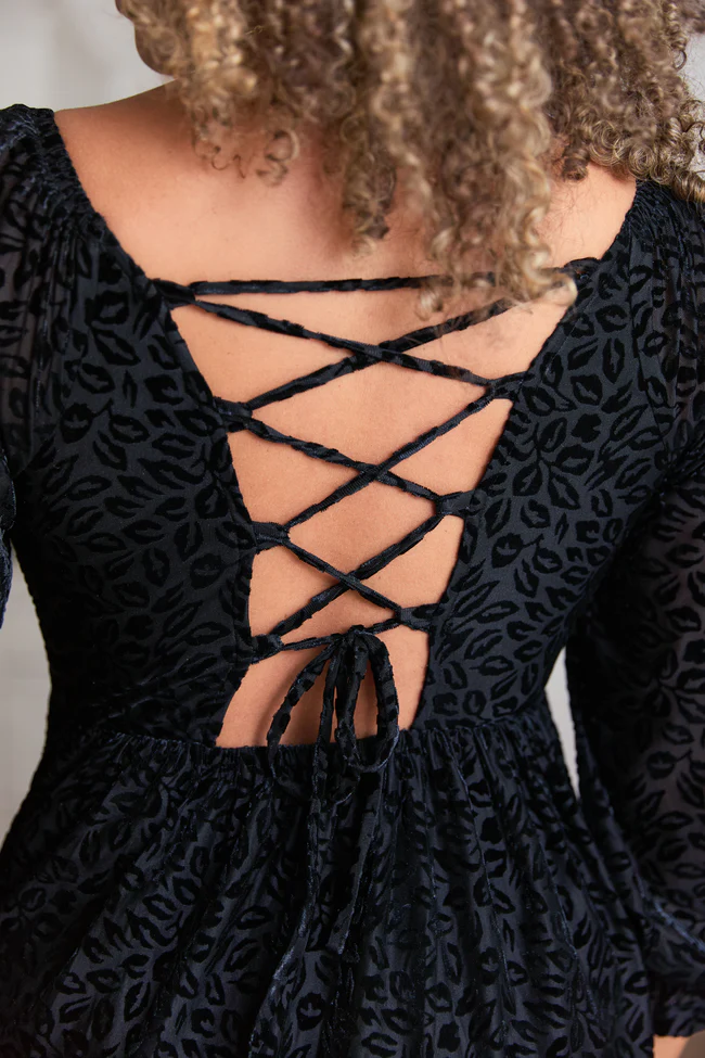 Evie Black Animal Print Velvet Burnout Mini Dress FINAL SALE - Image 6