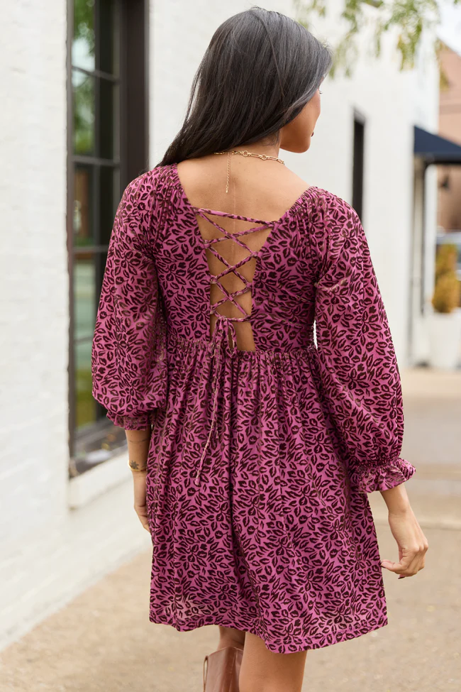 Evie Burgundy Animal Print Velvet Burnout Mini Dress FINAL SALE - Image 6