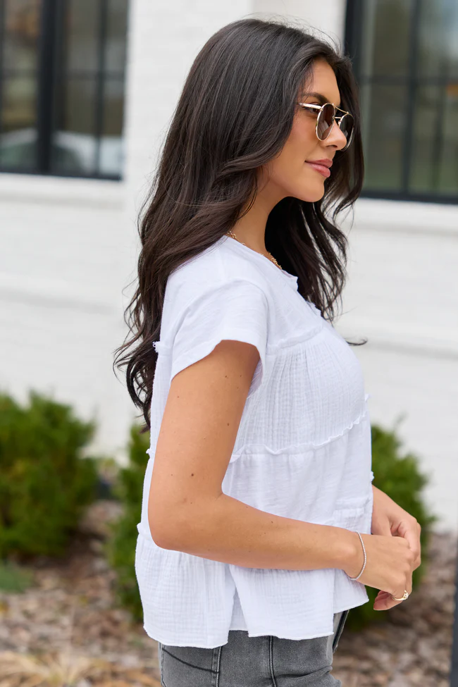 Fable White Gauze Tiered Tee - Image 3