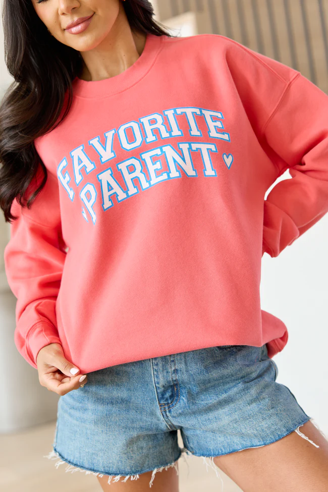 Favorite Parent Light Red Graphic Sweatshirt - Image 2