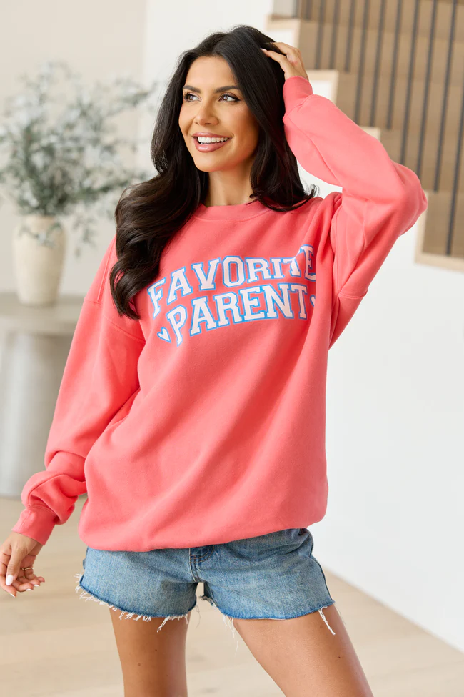 Favorite Parent Light Red Graphic Sweatshirt - Image 4