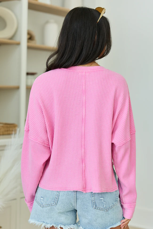 Felicity Fuchsia Pink Cropped Acid Wash Top SALE - Image 5