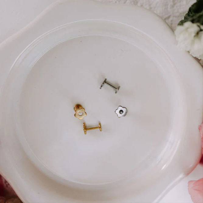 Flower Flat Back Stud Earrings - Image 5