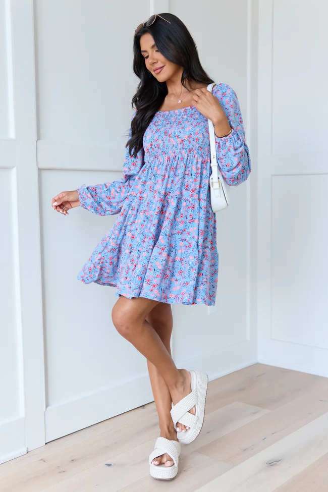 Gloria Blue Floral Dress - Image 2