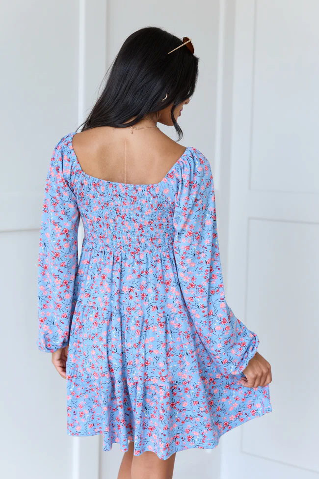 Gloria Blue Floral Dress - Image 4