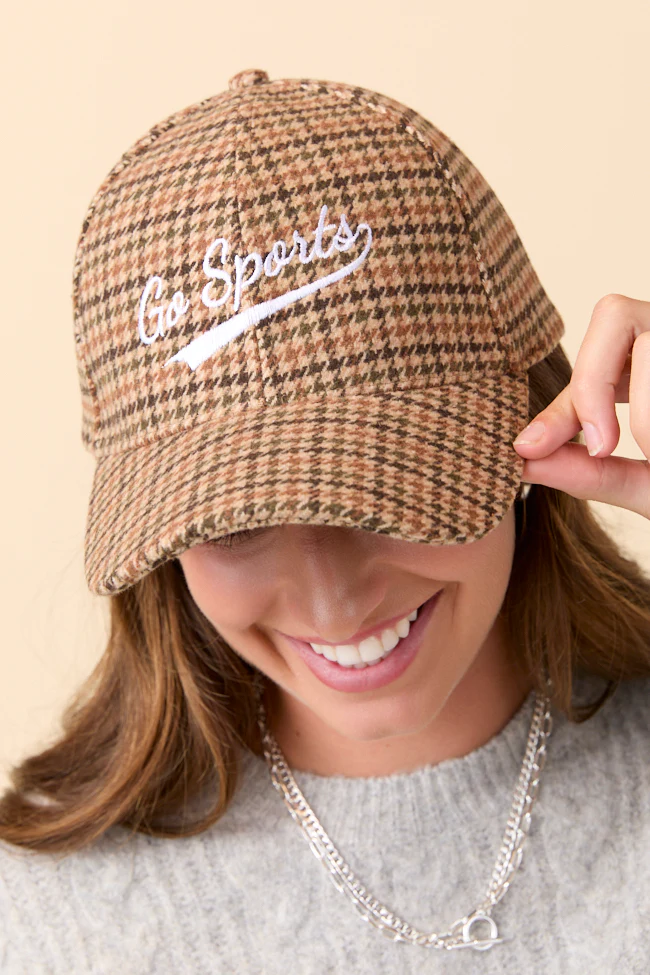 Go Sports Brown Tweed Baseball Cap FINAL SALE