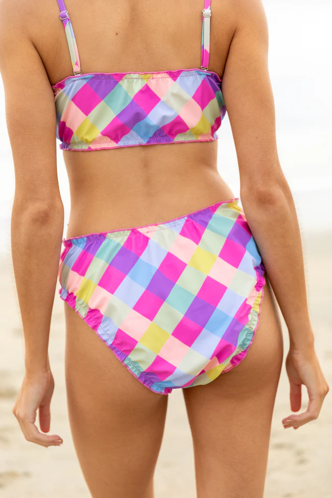 Going Swimmingly Multi Plaid Ruffle Detail Bikini Bottom FINAL SALE - Image 5