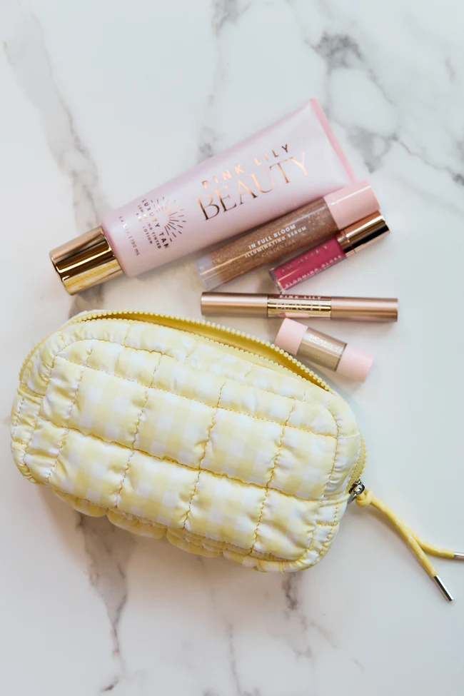 GWP - Haylie Butter Yellow Quilted Mini Bag + 5 Piece Beauty Kit