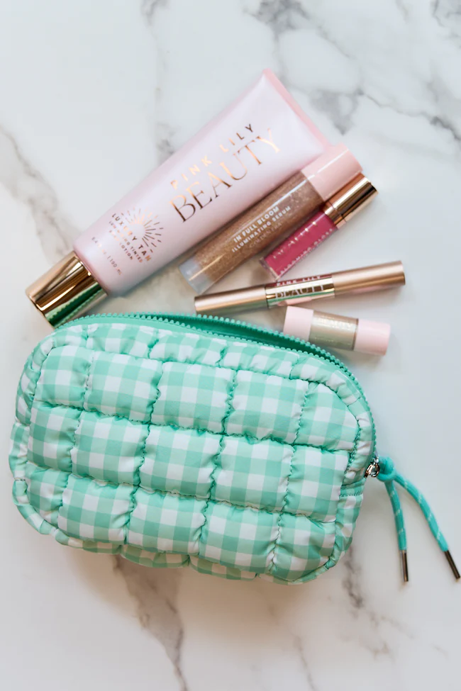 GWP - Haylie Mint Quilted Mini Bag + 5 Piece Beauty Kit