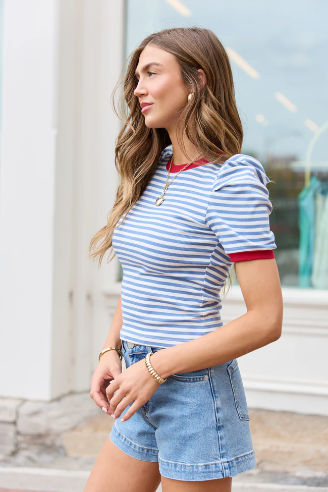 Hagan Blue And Red Stripe Top - Image 4
