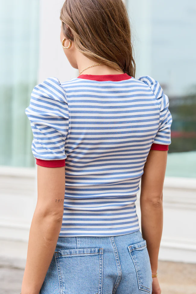 Hagan Blue And Red Stripe Top - Image 5