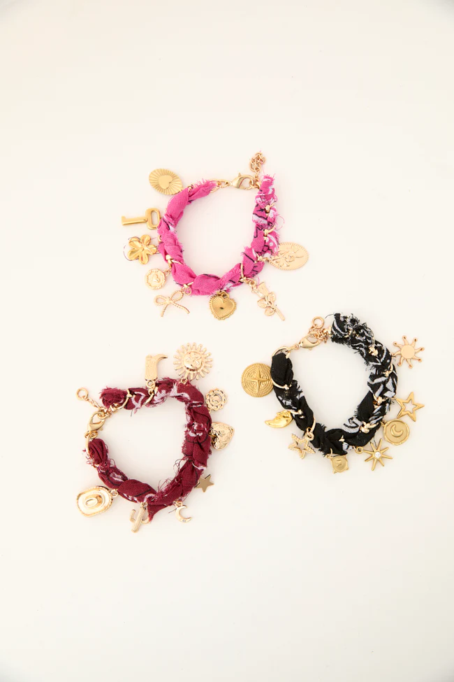 Haven Burgundy Bandana Charm Bracelet FINAL SALE - Image 3