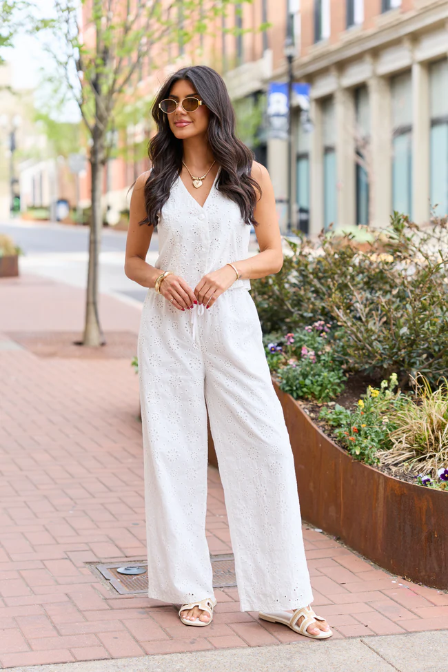 Haven White Eyelet Lace Pants - Image 3