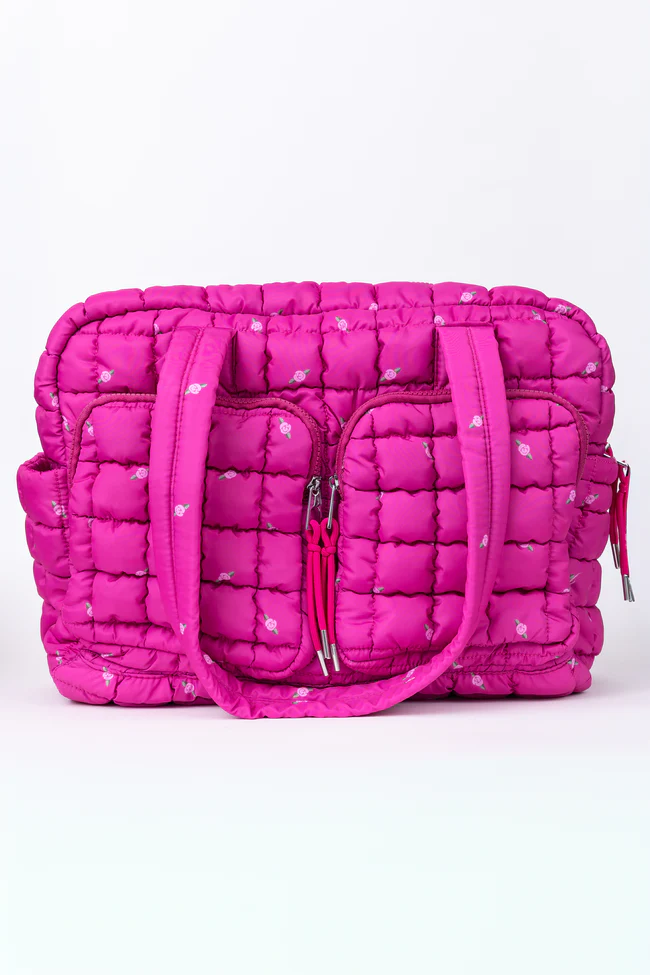 Haylie Fuchsia Petal Pop Quilted Weekender Bag DOORBUSTER - Image 8