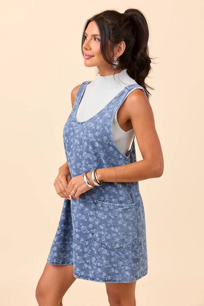 Hazel Floral Denim Mini Dress - Image 5
