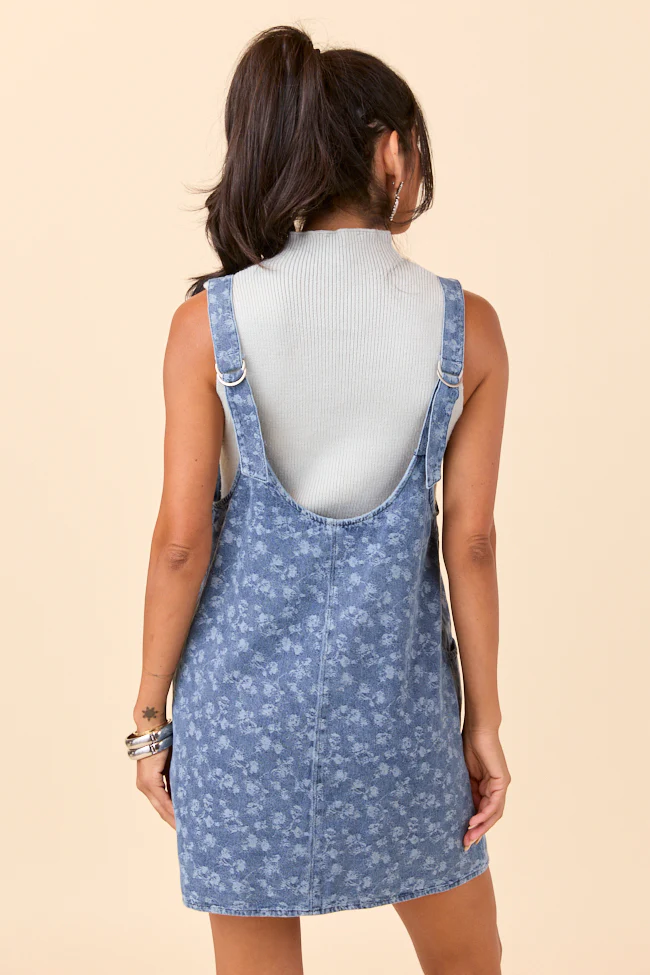 Hazel Floral Denim Mini Dress - Image 6