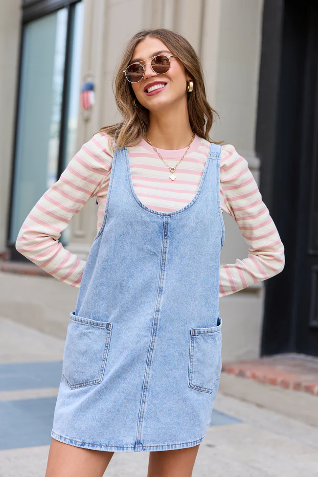 Hazel Light Wash Denim Mini Dress - Image 5