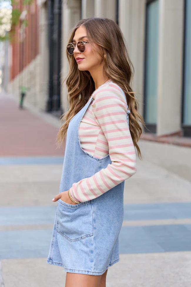 Hazel Light Wash Denim Mini Dress - Image 6
