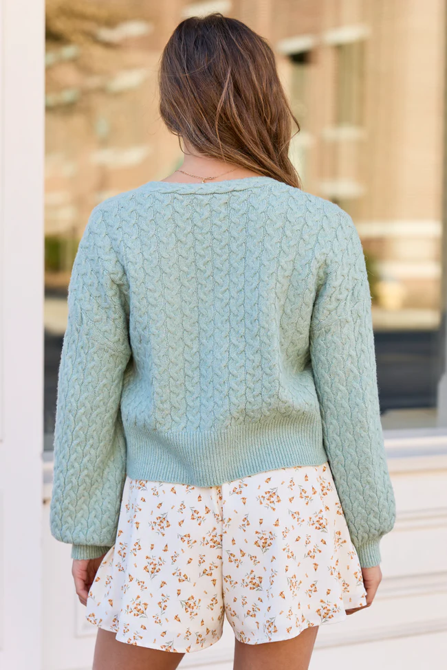Heather Sage Green V-Neck Cardigan SALE - Image 4