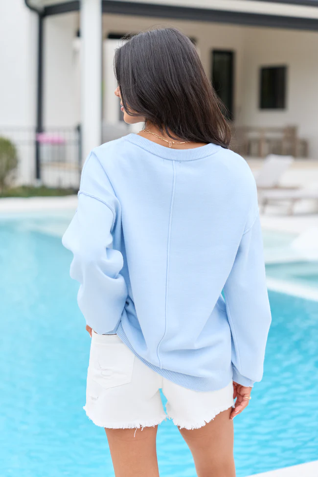 Home Of The Free Light Blue Textured Flag Sweater DOORBUSTER - Image 7
