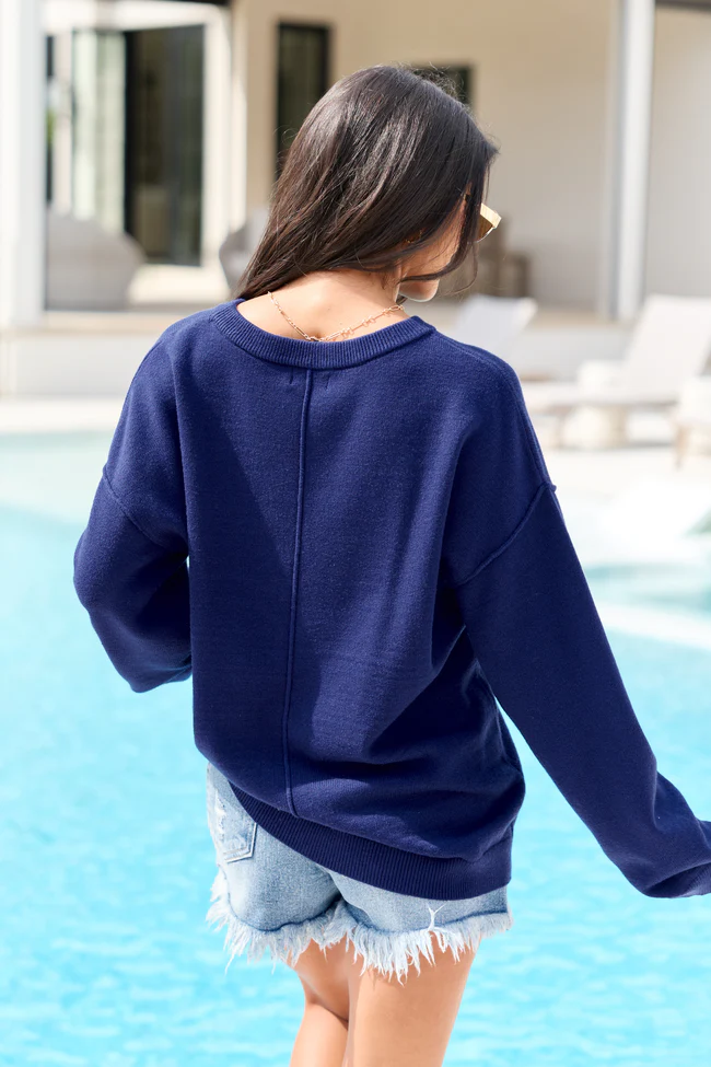 Home Of The Free Navy Textured Flag Sweater DOORBUSTER - Image 7
