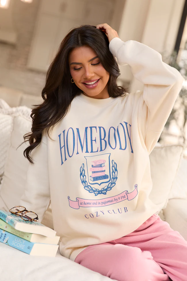 Homebody Club Cream Graphic Sweatshirt - Image 2