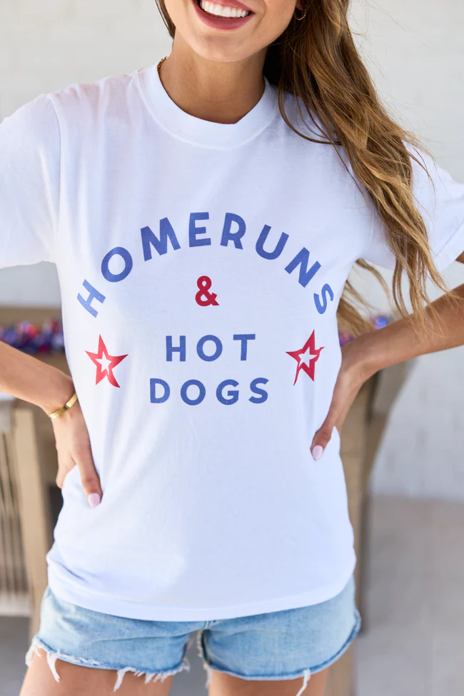 Homeruns & Hot Dogs White Graphic Tee - Image 2