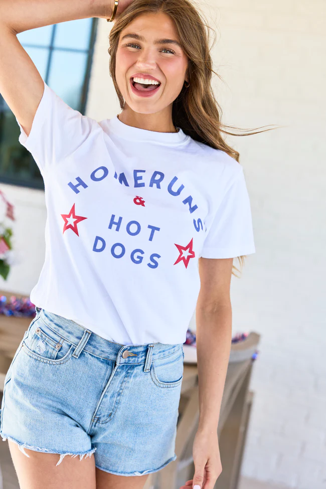 Homeruns & Hot Dogs White Graphic Tee - Image 3