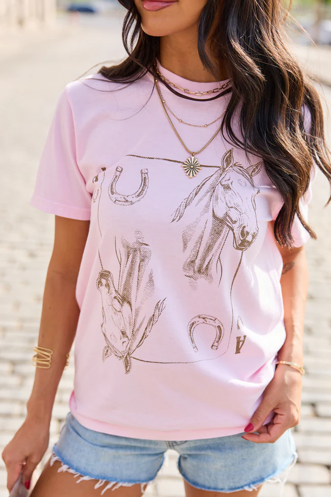 Horseshoe Card Light Pink Graphic Tee - Image 2