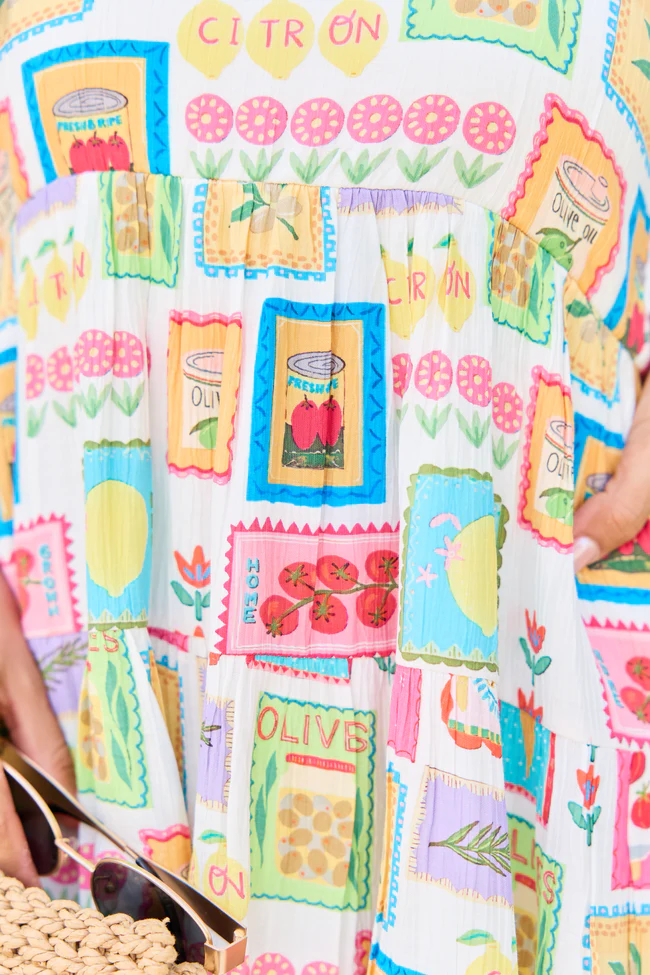 It's My Day Market Print Smocked Top Mini Dress - Image 6
