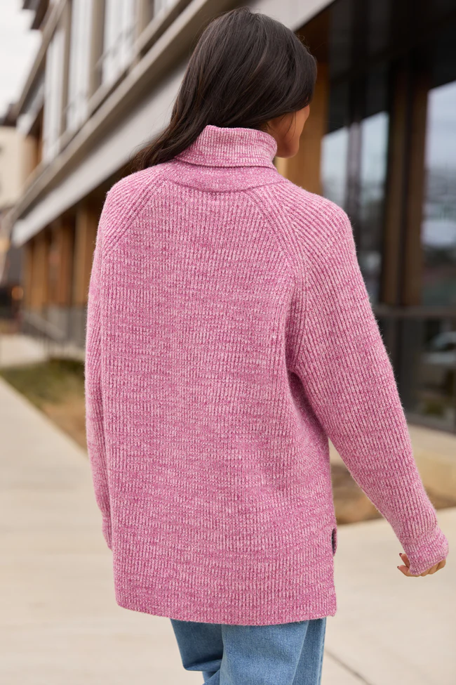 Jameson Heathered Magenta Turtleneck Sweater FINAL SALE - Image 4