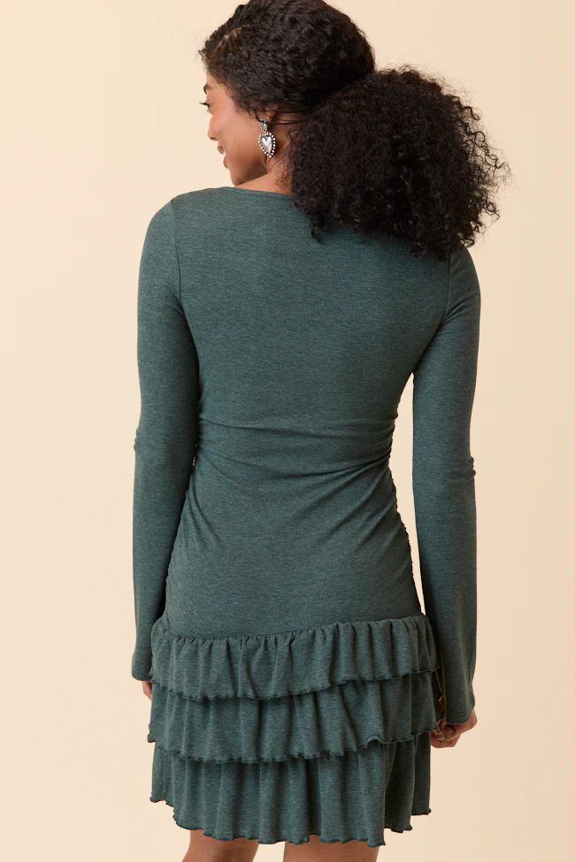 Janelle Forest Ruffle Knit Mini Dress FINAL SALE - Image 4