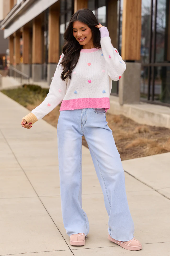All the Hearts Ivory Crewneck Sweater FINAL SALE - Image 2