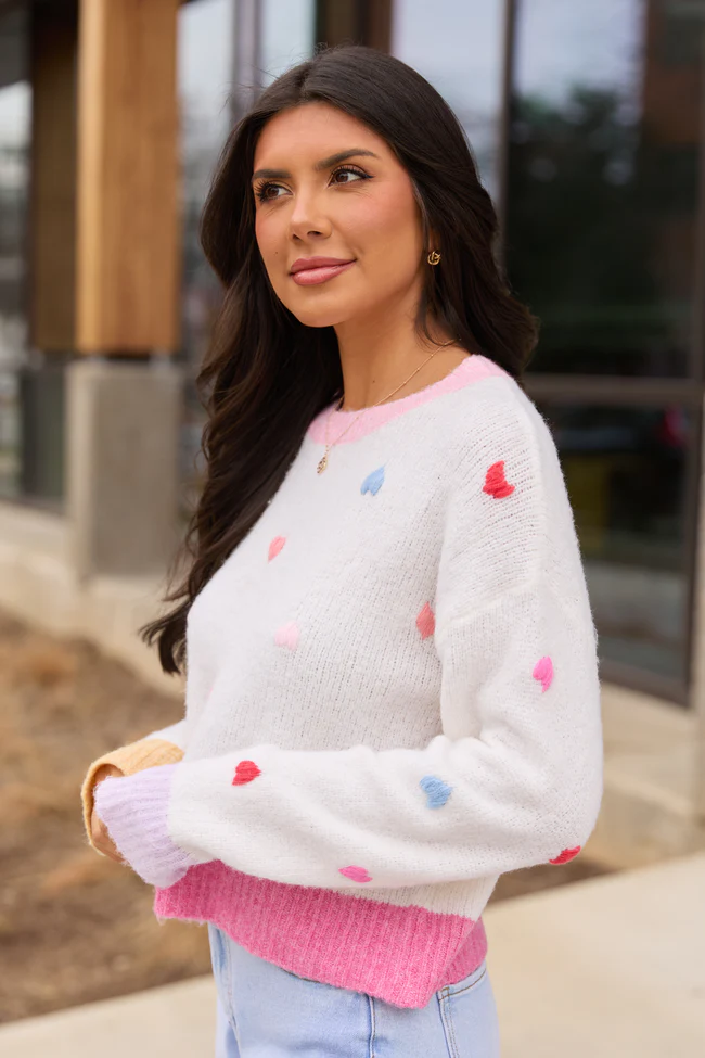 All the Hearts Ivory Crewneck Sweater FINAL SALE - Image 3