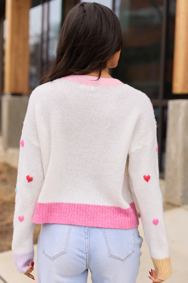 All the Hearts Ivory Crewneck Sweater FINAL SALE - Image 4