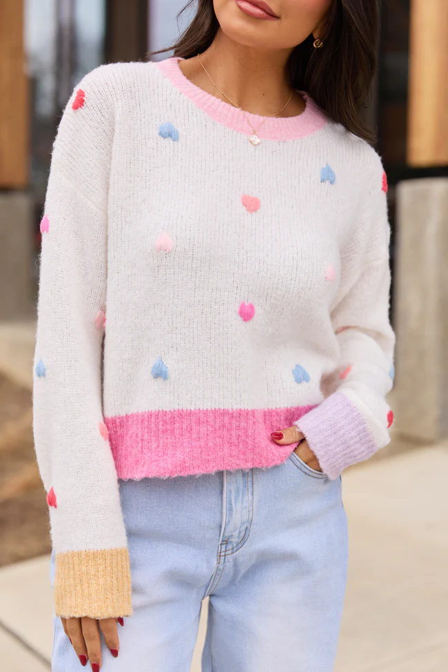 All the Hearts Ivory Crewneck Sweater FINAL SALE - Image 5