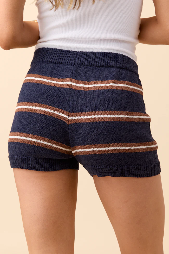 Jeannie Navy Blue Stripe Sweater Shorts FINAL SALE - Image 4