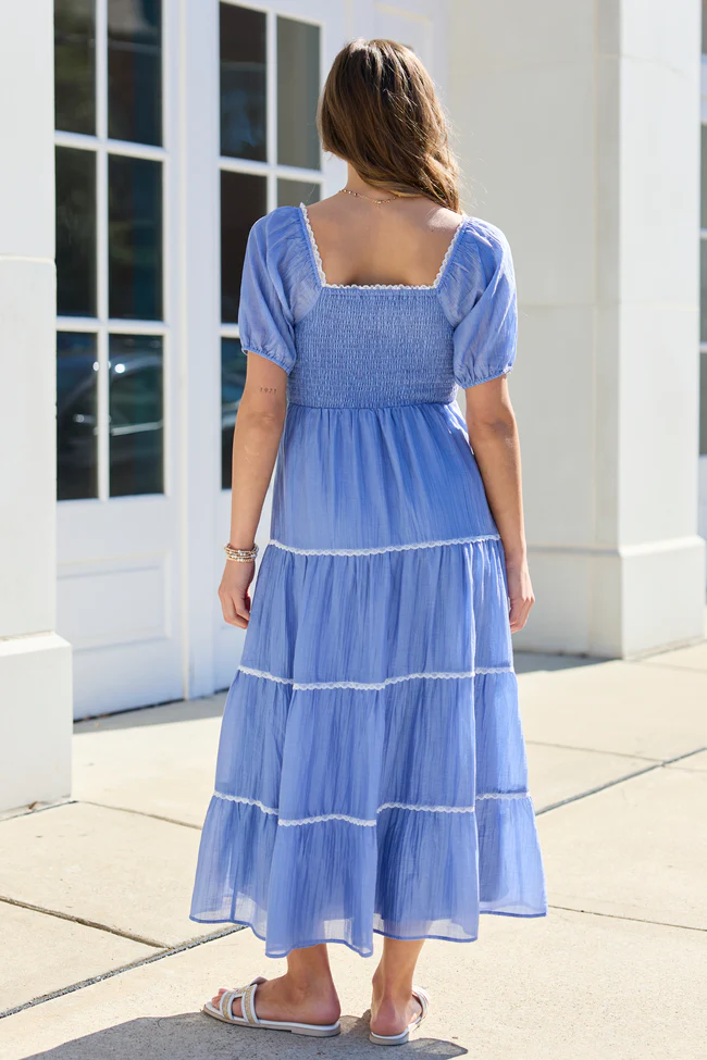 Jennifer Blue Tiered Maxi Dress - Image 4