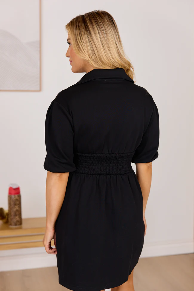 Jojo Black Puff Sleeve Mini Dress - Image 4