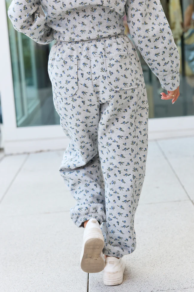 Jolie Grey Floral Sweatpants FINAL SALE - Image 4
