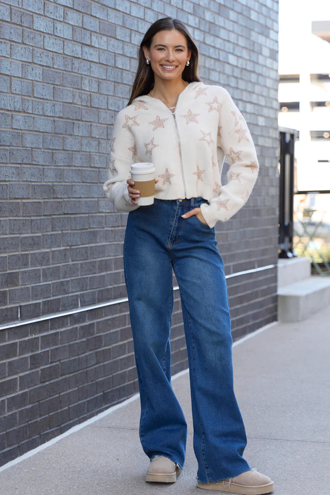 June Star Print Zip Up Sweater FINAL SALE - Image 2