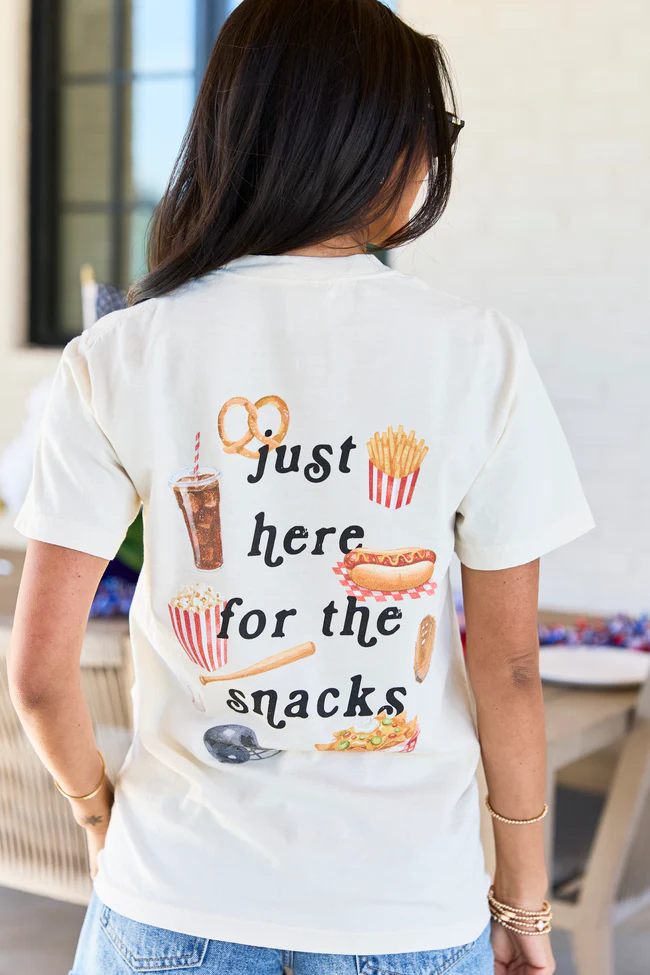 Just Here For The Snacks Ivory Graphic Tee - Image 5