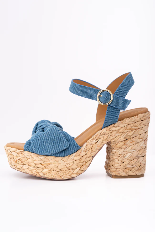 Kacey Chambray Bow Woven Heels FINAL SALE - Image 8