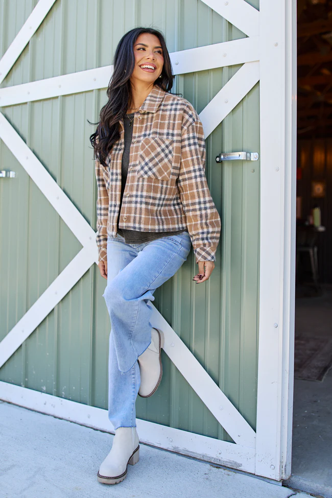Kai Brown Plaid Oversized Shacket FINAL SALE - Image 2