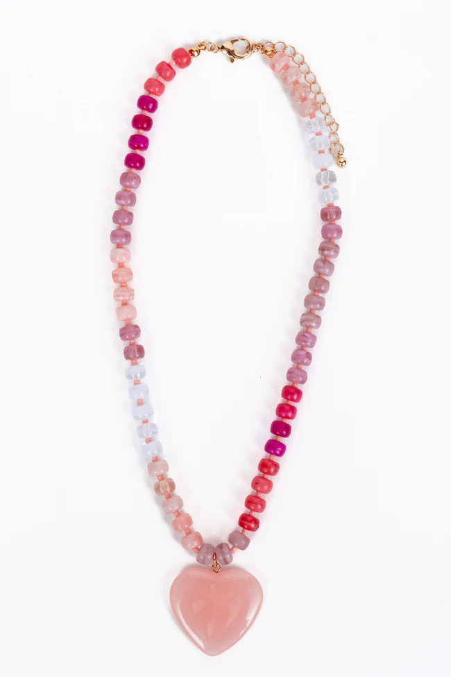Kasey Pink Heart Necklace - Image 2