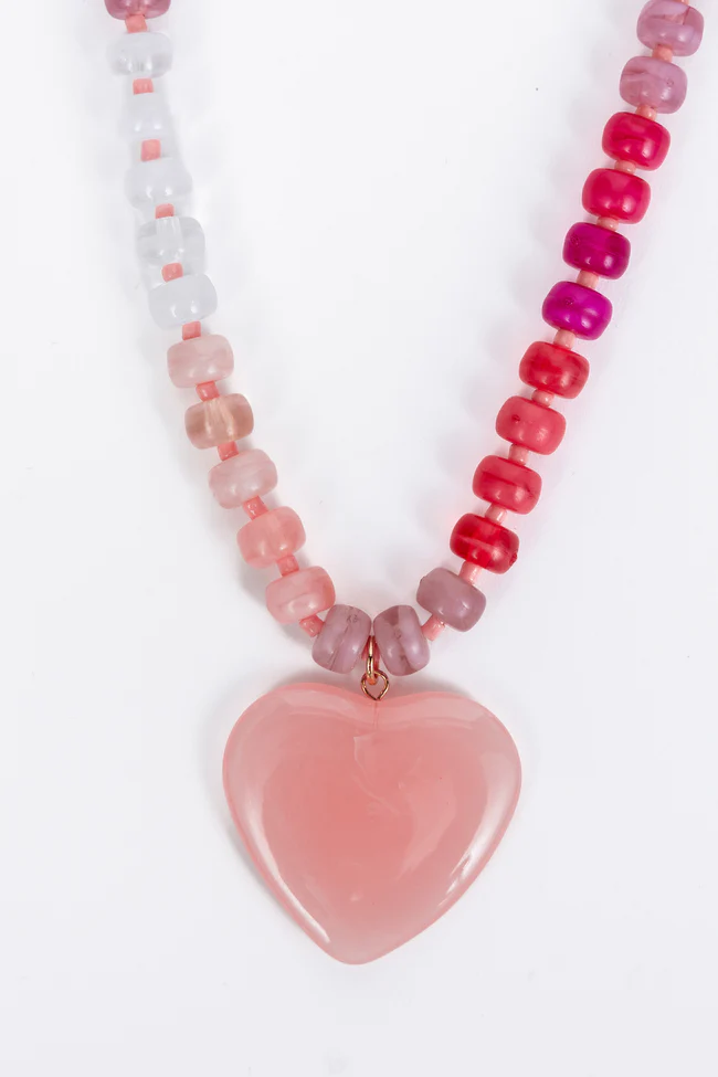 Kasey Pink Heart Necklace - Image 3