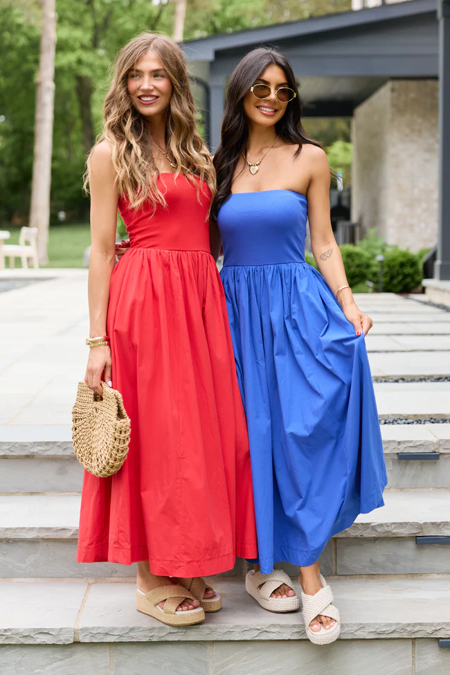 Kassie Cobalt Blue Strapless Maxi Dress - Image 6
