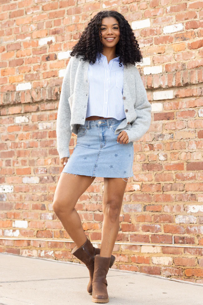 Katherine Star Print Denim Mini Skirt FINAL SALE - Image 2