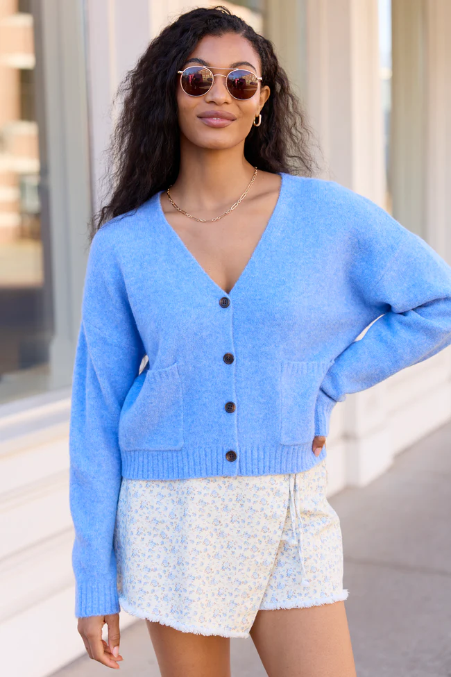Kathryn Blue Long Sleeve Cardigan FINAL SALE